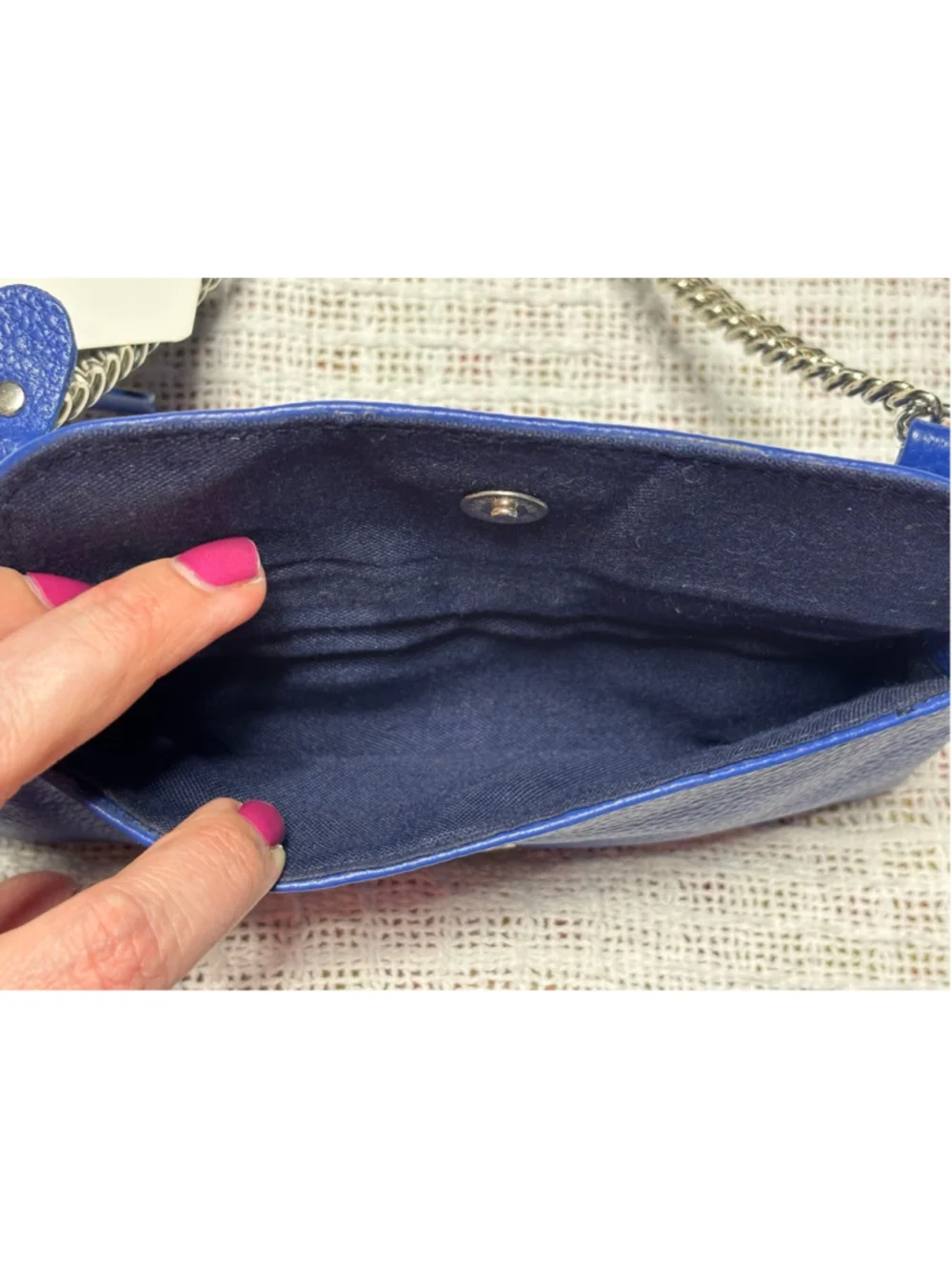NEWAGE Genuine pebbled Leather Royal Blue Mini Crossbody Bag NWT
